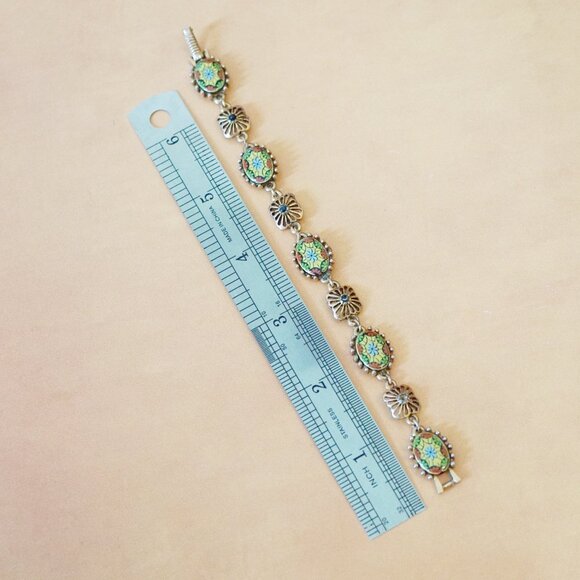 1960s Micro Mosaic Style Painted Link Bracelet – 7" - Picture 5 of 5